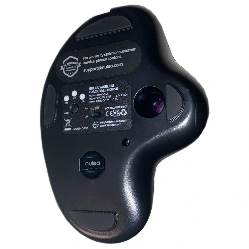 Nulea M501 Wireless Trackball Mouse Ergonomic Bluetooth/USB Receiver, Purple